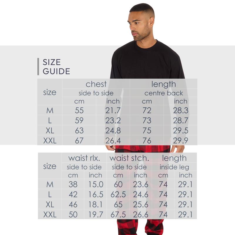 Mens Long Pyjamas Crew Neck Cuffed Bottoms 2 Piece Pyjama for Him Checked Pyjama Set Nightwear Twoise Pajamas Men Warm S M L XL XXL 2 XL Pajama Set PJs Menswear Loungewear Homewear Long Sleeved Jersey Top Woven Checked Long Pants polar express night sleep 7