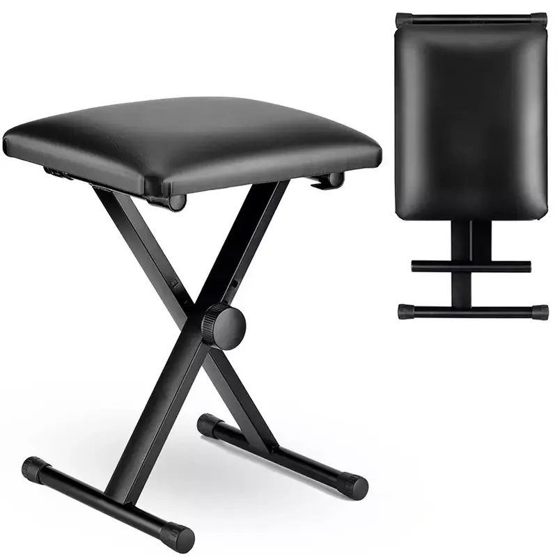 STOOL CHAIR BENCH BLACK PADDED SEAT CUSHION ADJUSTABLE HEIGHT] 1