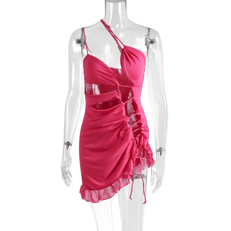 White ruffled backless sexy Dress Women's cutout elegant holiday casual dress Summer mini dress 4