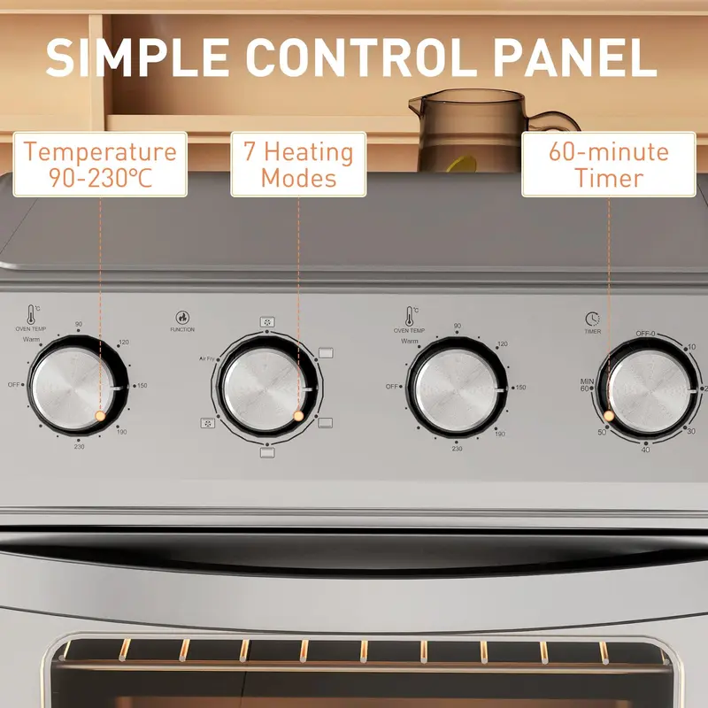 24L Silver Air Fryer Oven 1600W Oil Free Cooking with Timer Touch Screen by HOMCOM 5