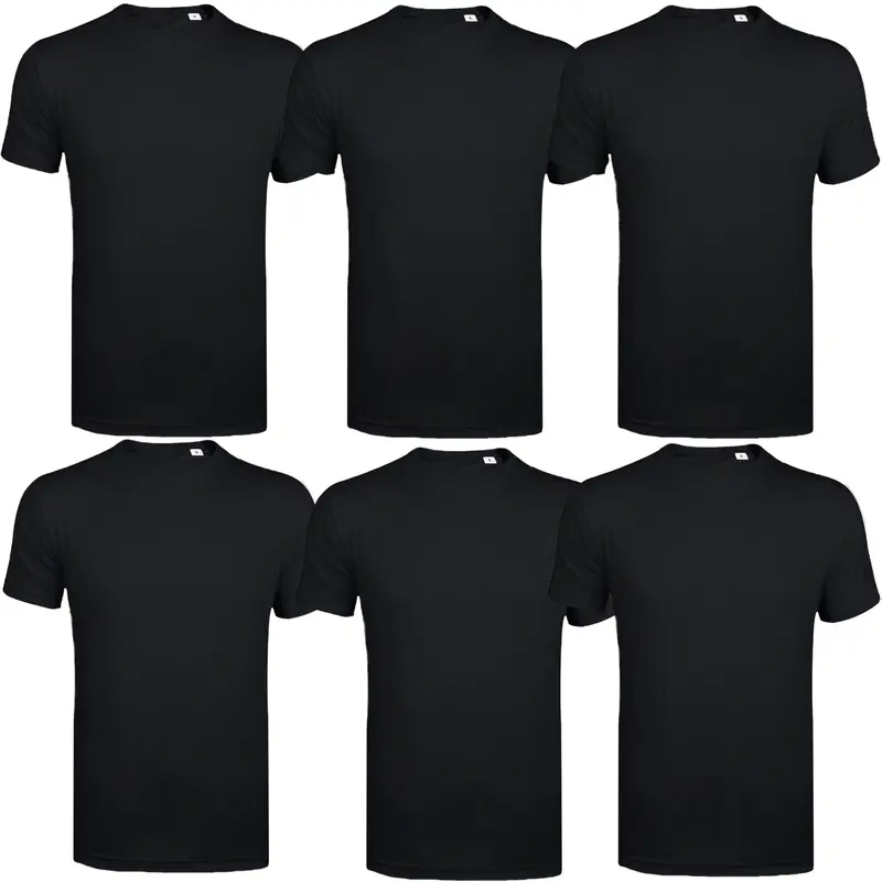6 Pack Mens T-Shirt Short Sleeve Shirt Crew Neck Plain Assorted 100% Cotton Top Menswear Set oversized  shirt  women 3