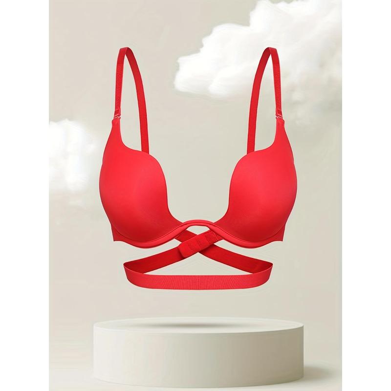 Comfy & Breathable Simple Solid T-Shirt Bra, Push Up Women's Lingerie & Underwear 4