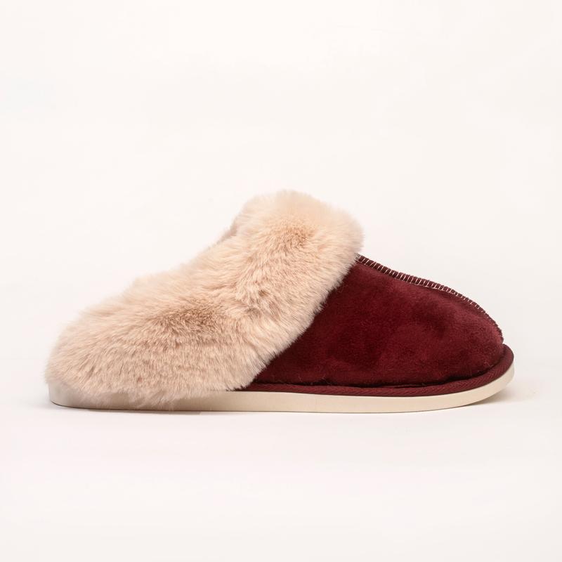 Women's Lizzie Faux Fur Suede Slippers - Navy, Mink, Grey, Burgundy and Chestnut - Comfort, Shoe, Weight Girl Soft Footwear Lightweight Slide 5