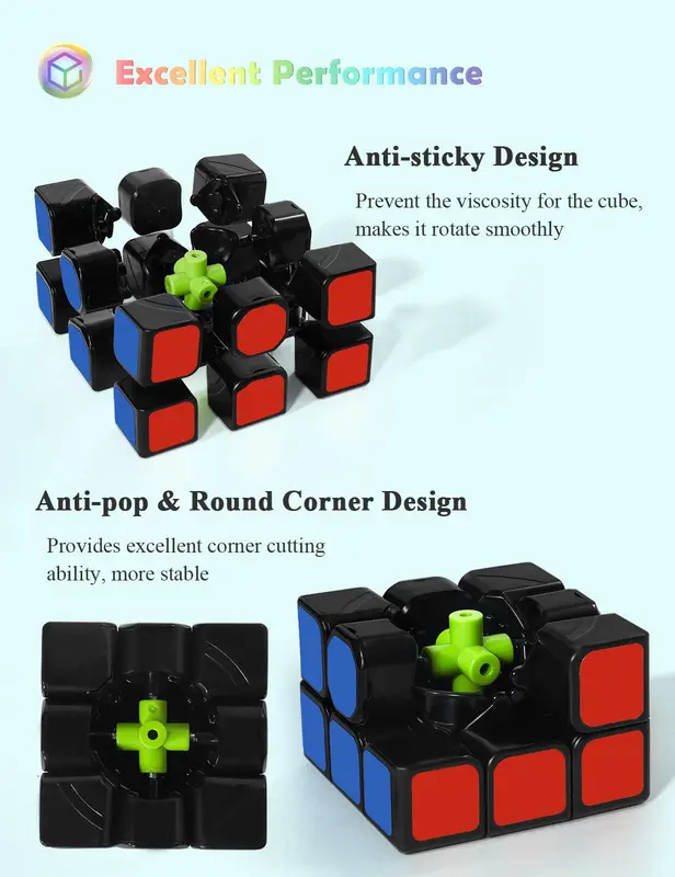 ROXENDA Speed Cube, Original Speed Cube Super-Durable Sticker with Vivid Colors (3x3x3) 3