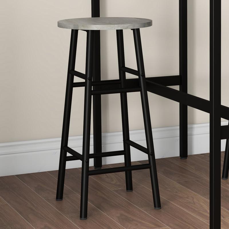3 Piece Bar Table Set with 2 Stools, Industrial Bar Table and Stool Set, Dining Table and Chair Set for Small Space, Grey 7