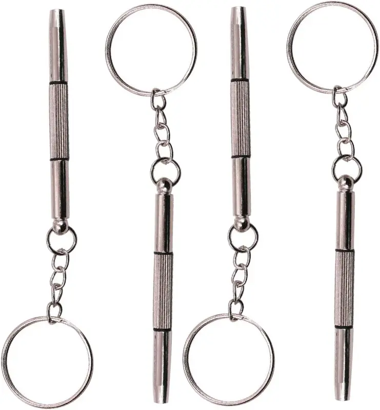 Set of 4 Mini Glasses Screwdriver 3 in 1 Precision Glasses Repair Set Key Ring Mini Hand Tool Portable Mini Screwdriver for Glasses, Jewellery and Watches Repair 0