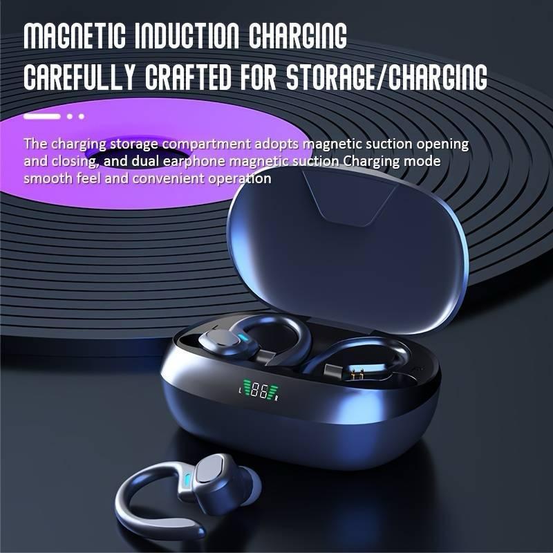 Product Introduction of wireless Earbuds Bluetooth Headphones with earHooks, Led display, Long Battery life ,Hifi sound quality with super stylish design,Compatible With iPhone and samsung Audio Charging Headset Chargeable Electronic 3