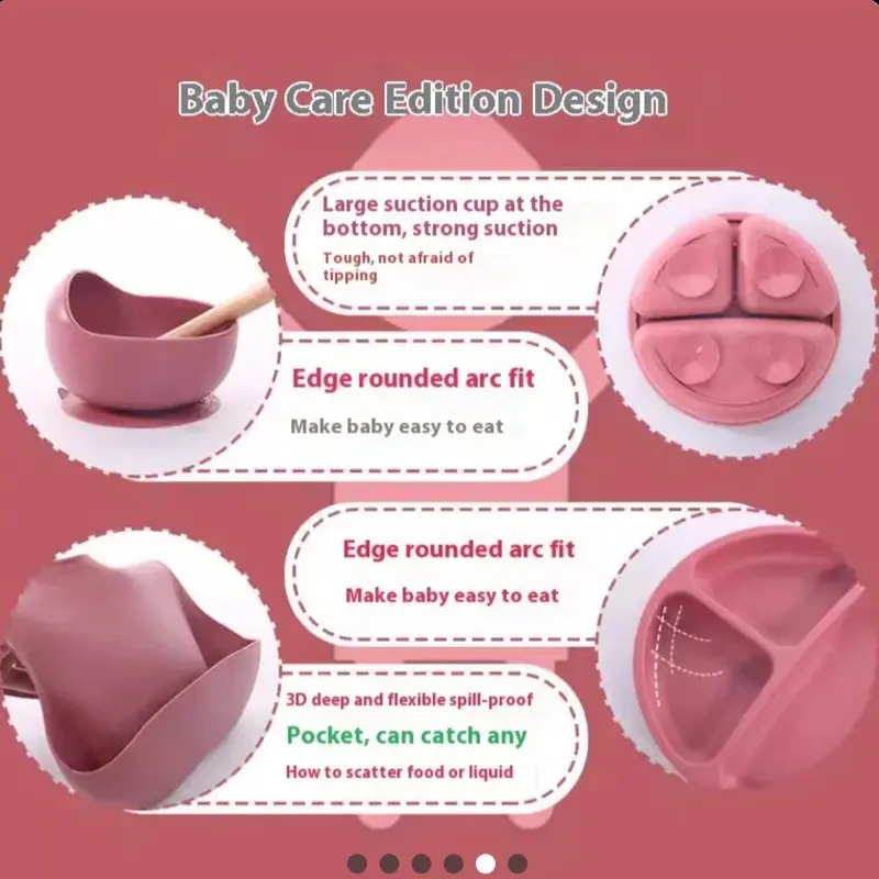 Crab Baby Toddler Weaning Set with Silicone Bib, Suction Bowl, Plate, Spoon, and Cup 1