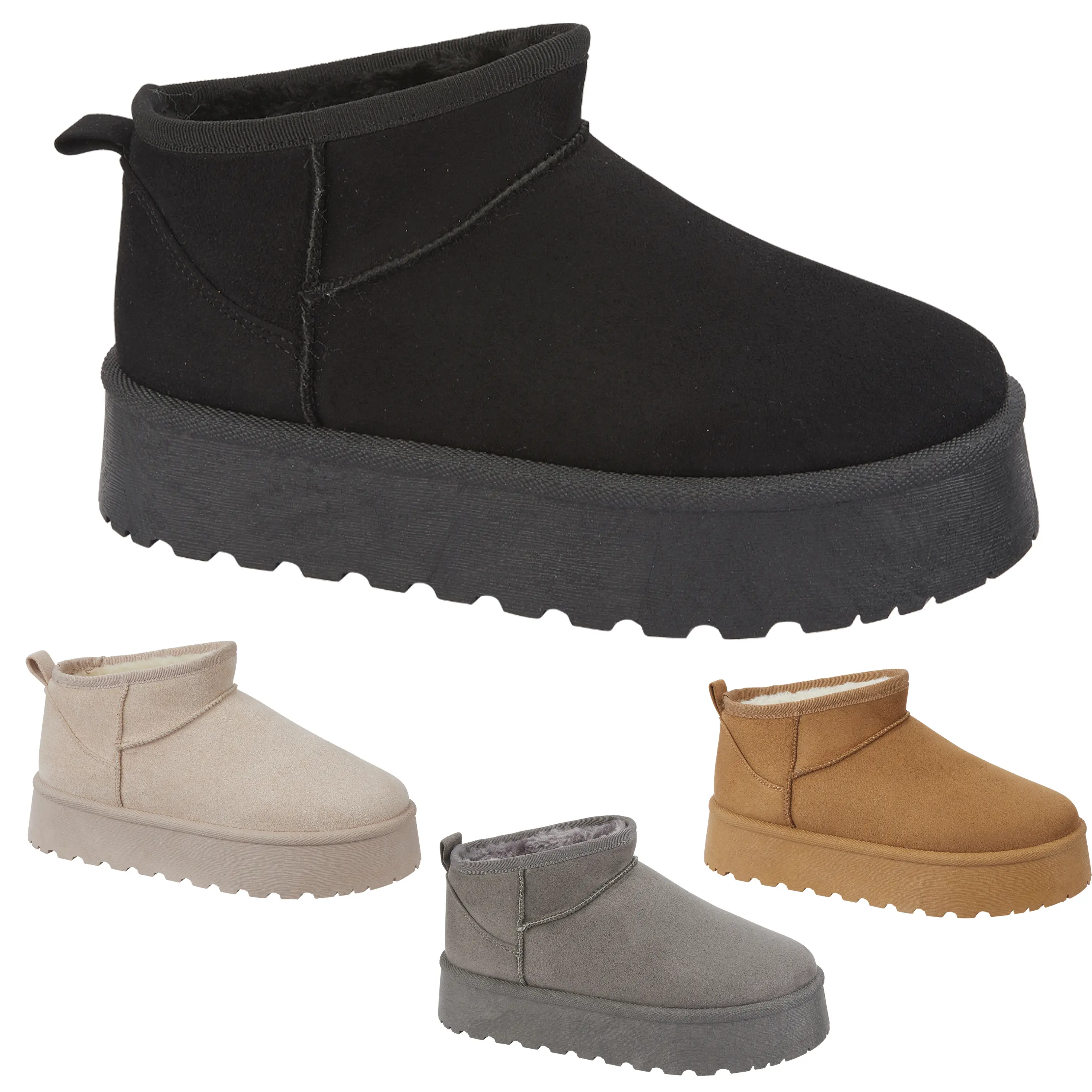 Women's Fleece Lined Platform In and Outdoor Ankle Cozy Warm Low Cut Platform Girl Walking Footwear Shoe Comfort Wedge Court Flat Decor Stylish Walking Shoes Boot Bedroom autumn boots