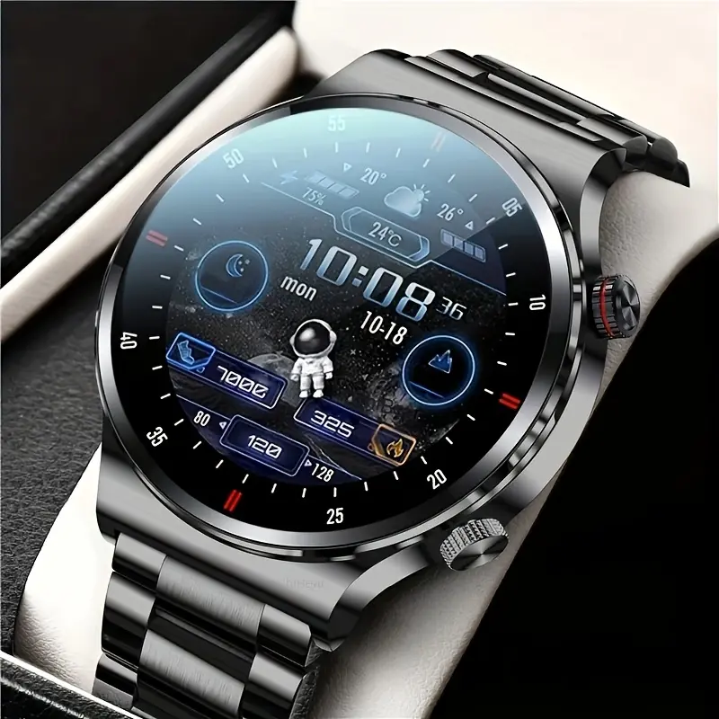 ChiBear Smartwatch for Men 2024 - Wireless 5.1, Water Resistant, 3.25cm TFT Full Touch Screen, 240p Resolution, USB Charging, Alloy Body, Silicone Strap, Rechargeable Lithium Polymer Battery, Compatible with Android & iPhone