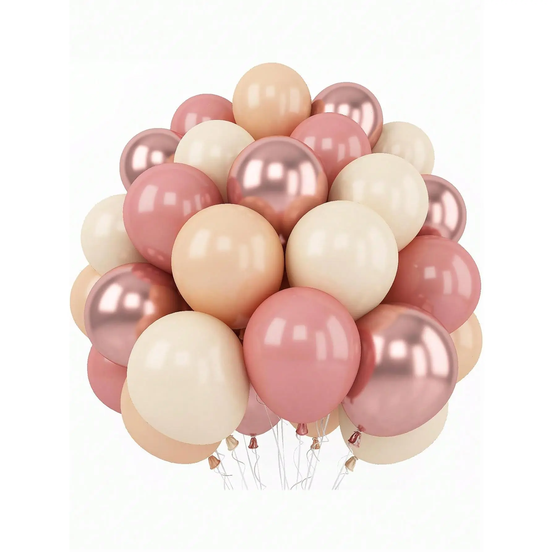 Retro Blush Pink Balloons, 60 Packs 10 Inch Dusty Pink Metallic Chrome Rose Gold White Sand Nude Balloons For Bridal Baby Shower Girls Boho Birthday Wedding Decorations Supplies