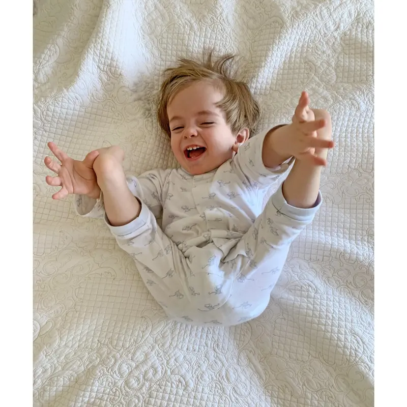 Magnetic Fastening Pale Blue Star Footless Romper 2