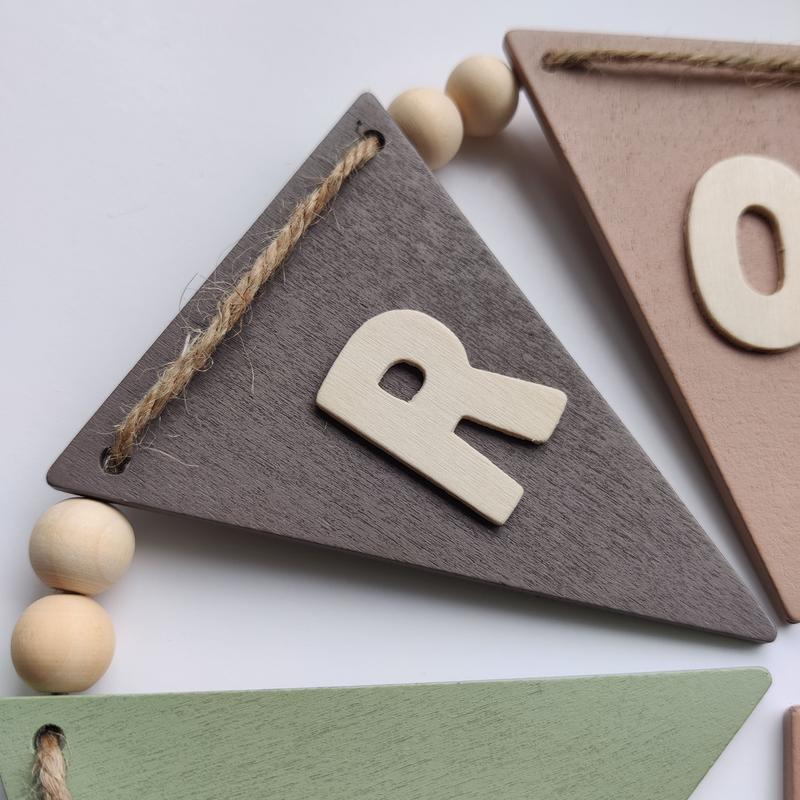 Personalised Wooden Bunting Garland (Woodland) 2