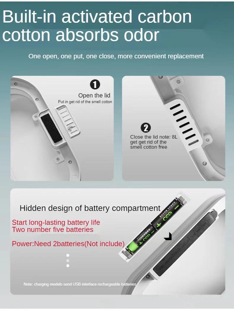 Product Introduction of 7L Trash Can Smart Sensor Trash Can Automatic Household Electronic Kitchen Trash Bin Toilet Waterproof Narrow Seam Sensor Bin 29