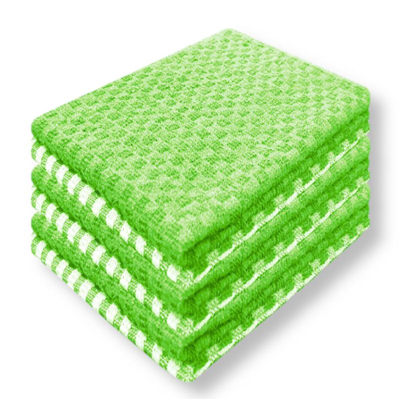 Mono Check Tea Towels Pack of 6 or 12 - Cotton Absorbent Long Lasting Kitchen Tea Towels Set Cleaning Cloth 6