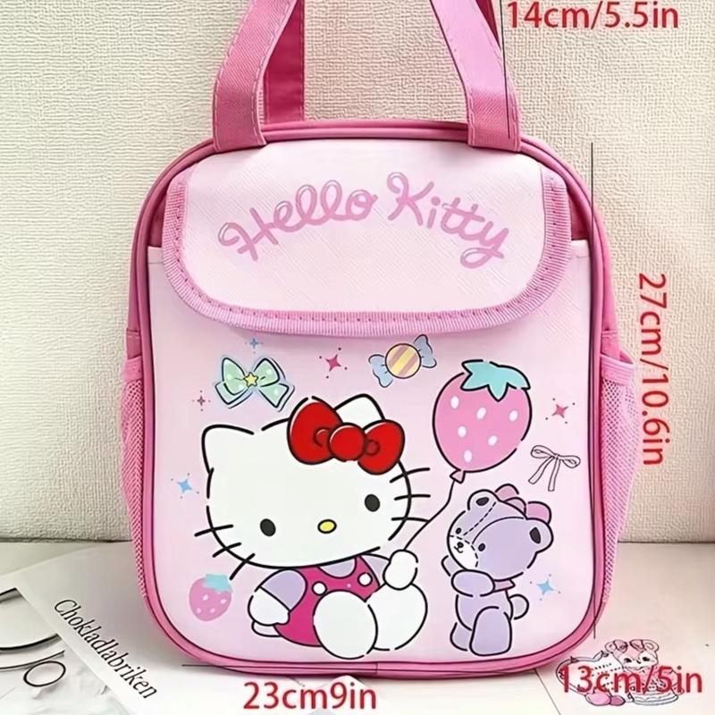 1pc Cute Sanrio Hello Kitty, Cinna & Kuku Insulated Fashionable Lunch Bag - Reusable, Foldable, Zipper Closure, PU Material, Unlined 3