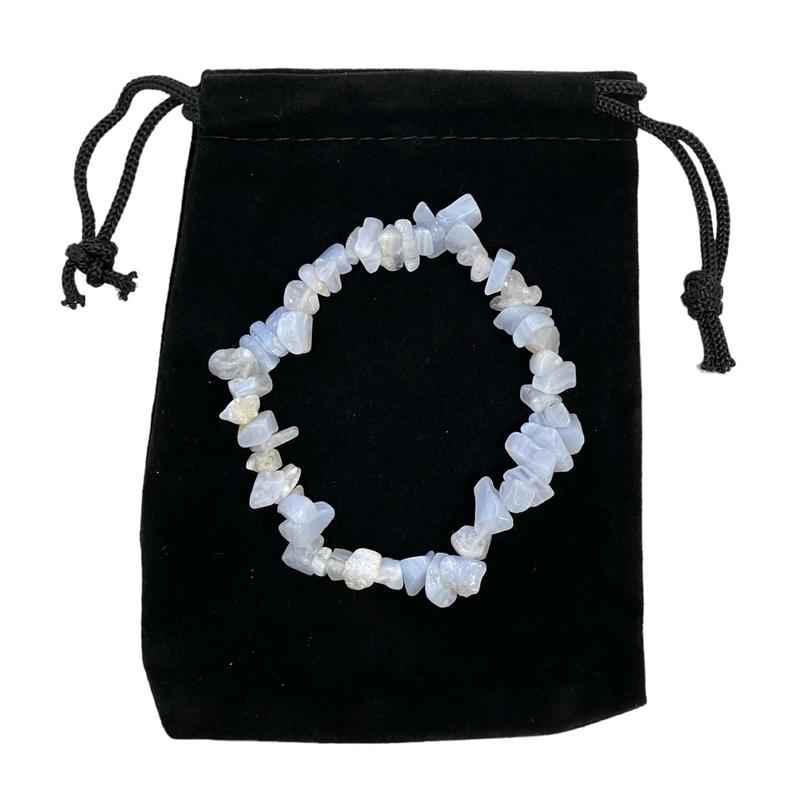 Blue Lace Agate Crystal Chip Bracelet - Confidence & Self Worth jade  bracelets 1