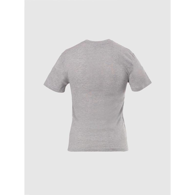 Grey Botanical Print Basic Short Sleeve Tee Fit Top 2