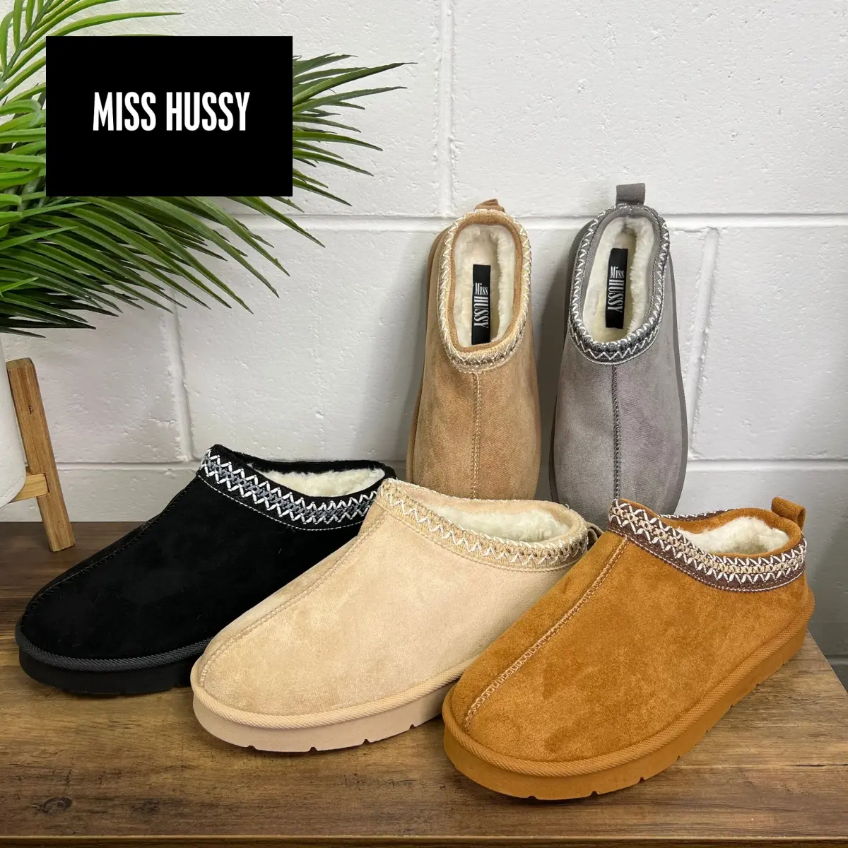 Miss Hussy - Women's Aztec Faux Suede FLAT Slippers Thermal Slip on Outdoors Indoors Winter