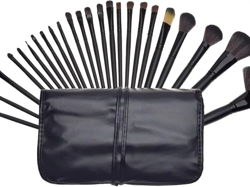 Make up Brushes 24 PCS Natural Hair Professional Makeup Brush Set Travel Kit (Brown & Gray) 2