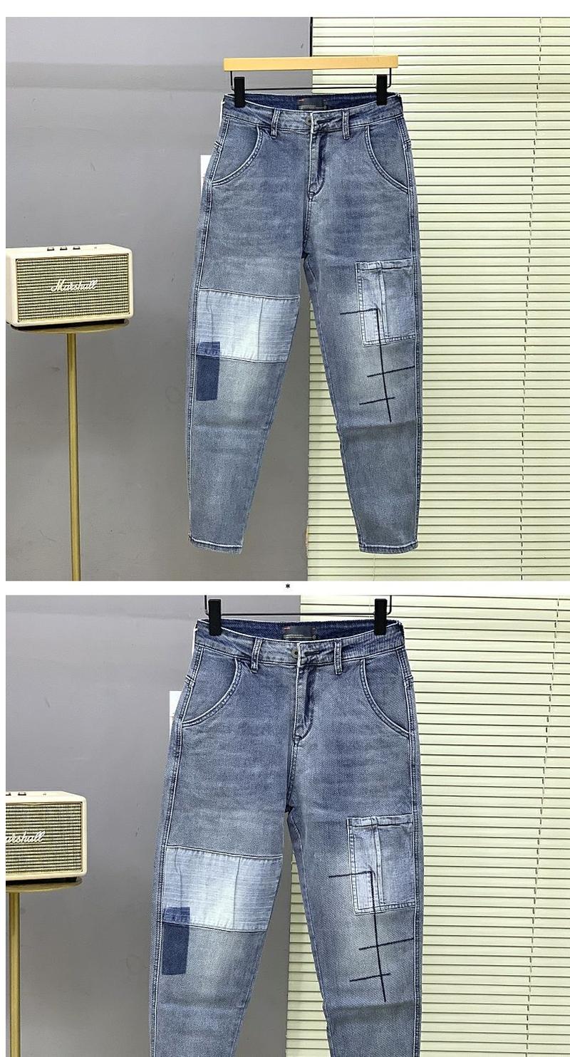 Product Introduction of 2024 Casual Denim Jeans for Men Luxury Clothes Spring and Autumn Wash Patchwork Designer Jeans Korean Style Tapered Leg Pants 2
