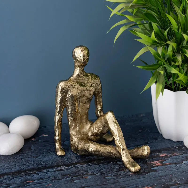 Kingsley Sitting Man Statuette Gold Finish 0