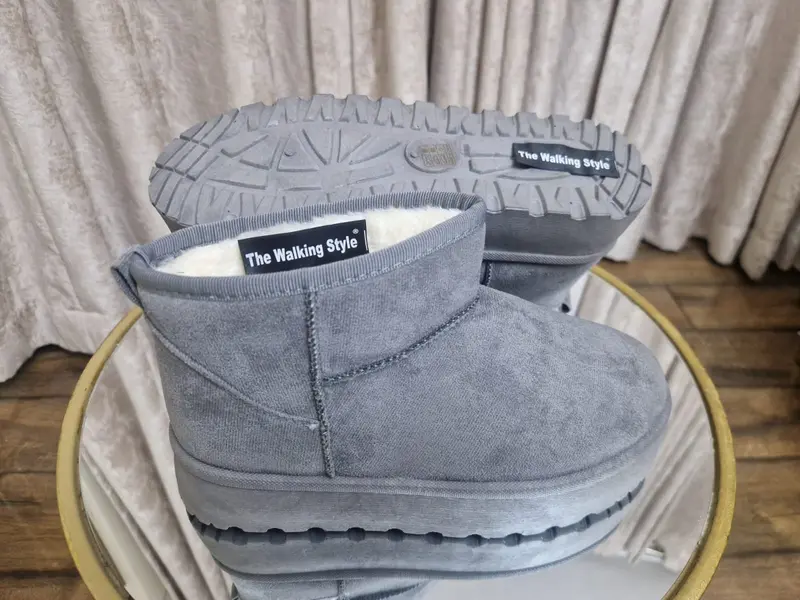 The Walking Style Women's Ladies Faux Fur Indoor Outdoor Flatform Ankle Boots 1