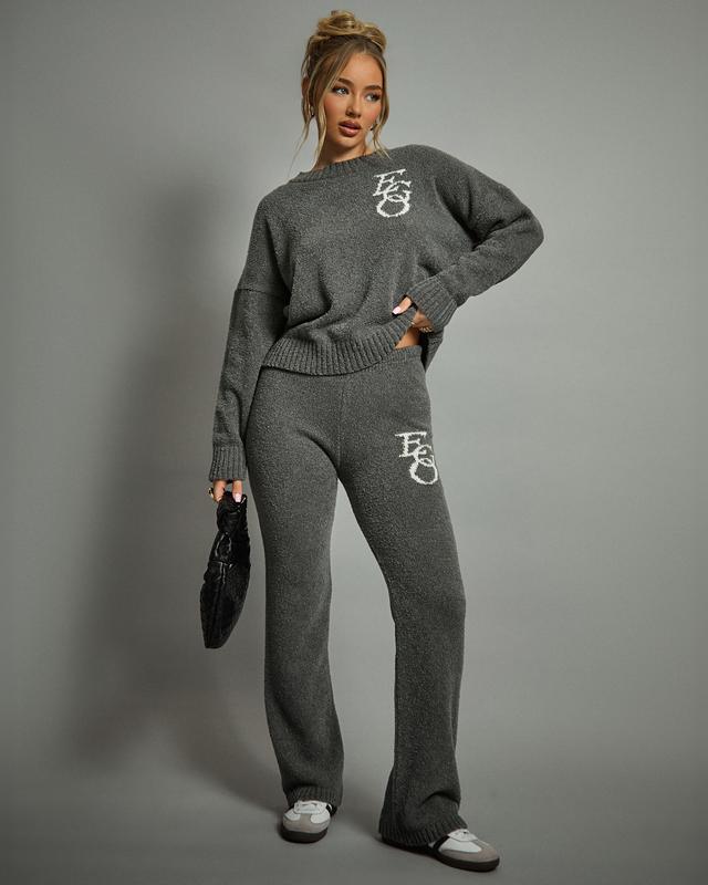 Mid Waist Ego Graphic Straight Leg Trousers 4