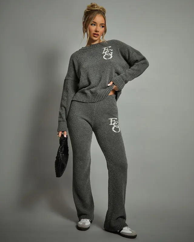 Mid Waist Ego Graphic Straight Leg Trousers 4