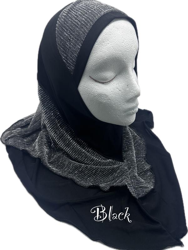 Girls’ Instant Pull-On Hijab with Lurex Trim | Modest Wear for Ages 4-13 | Comfortable, No-Pin Hijab in 10 Colors | Sparkly, Easy-Wear Design for School, Everyday, and Special Occasions 5