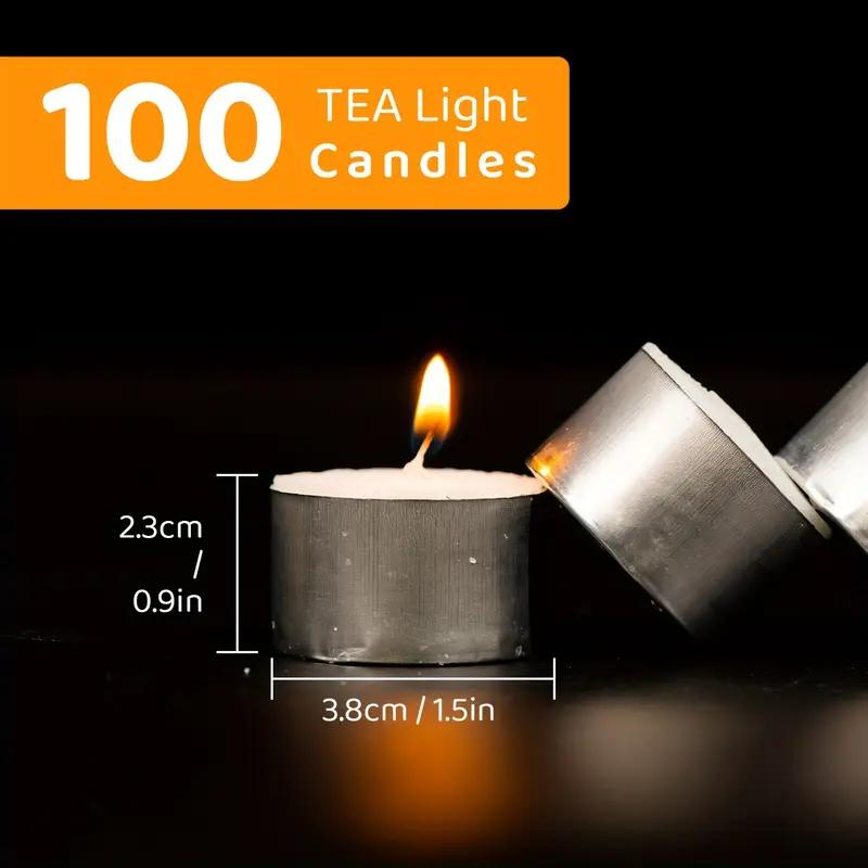 Product Introduction of 100pcs 8 Hour Tea Light, UNSCENTED Long Burning Tea Lights Candles White, Long Lasting Wicks Wax Tealight Candles, Tealight Candles for Weddings, Parties, Valentine's Day, Massage Decor Freshener 1