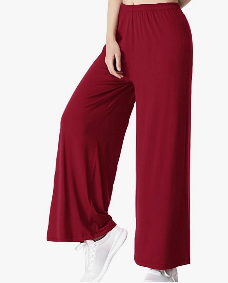 Product Introduction of Fashion luva Women Wide Leg Trousers Elastic High Waist Palazzo Plus Size Pants Ladies Casual Tummy Control Flared Yoga Pants Solid Stretchy Loose Bell Bottoms Sports Fitness Workout Office Bootcut Pants Womenswear Underwear Comfort Basic 12