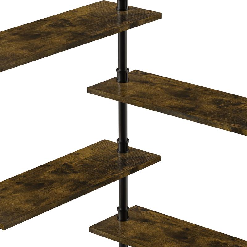 Pipe Bar Liquor Shelf, Floating Shelves with Wine Glass Holder, Wall Black Shelving Unit for Living Room and Kitchen 8