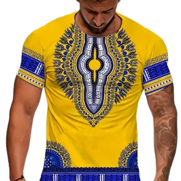 Luxury Pattern Print, Men's Graphic Design Crew Neck Novel T-shirt, Casual Comfy Tees Tshirts For Summer, Men's Clothing Tops For Daily Vac Rapper Hiphop Style Round Neck Menswear