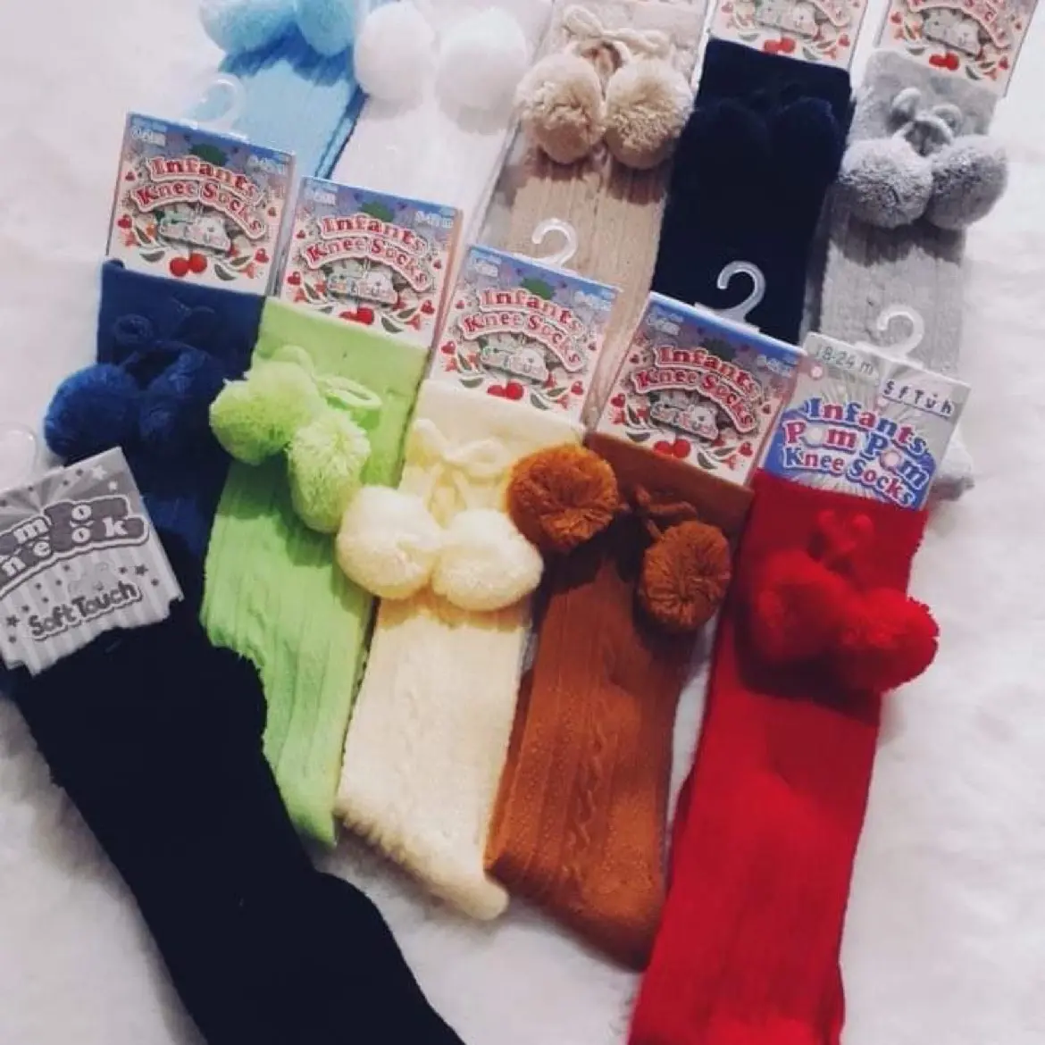 Boys knee length pom pom socks