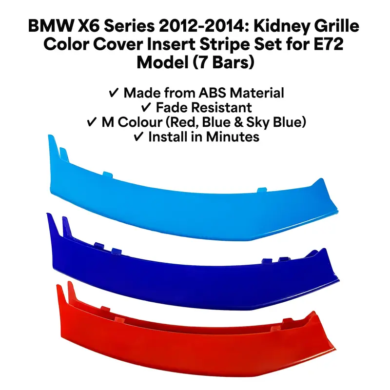BMW X6 2012 - 2014 7 Beams Front Grille Tri Colour Insert Stripes 1