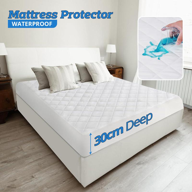 YorkshireBedding Quilted Mattress Protector Waterproof 30cm Extra Deep Mattress Cover – Soft & Breathable Bed Cover with Deep Pockets – Hypoallergenic & Durable, Ideal for All Seasons – Available in Single, Double, King & Super King Sizes 1