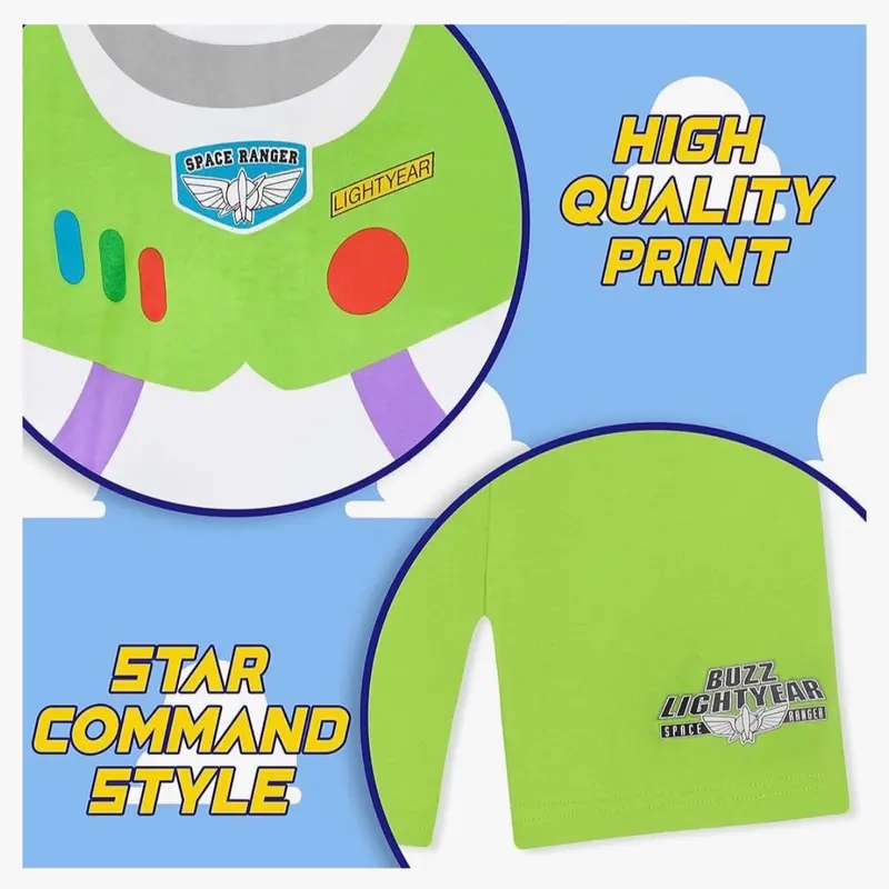 Disney Toy Story Short Pyjamas Pjs Woody Cowboy Sheriff Buzz Lightyear Ranger Nightwear Sleepwear Shortie Boys Character Two Piece Set Short Sleeve Top T-Shirt Shorts Toddler Childrens Kids Cute 4 5 6 Years 6