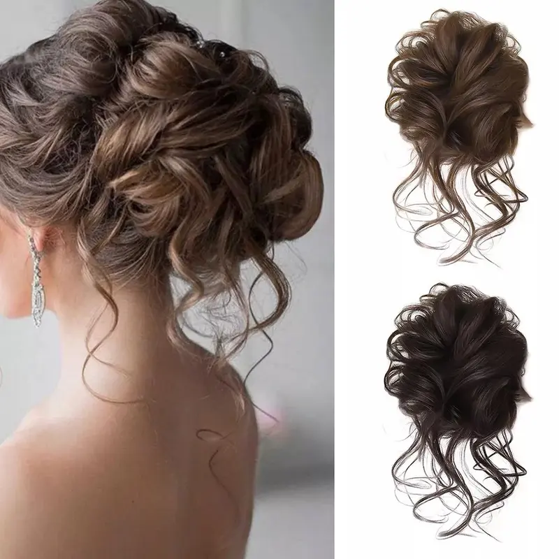 Curly Messy Bun Hair Piece Updo Scrunchie Fake Natural Bobble Hair Extensions RI 3
