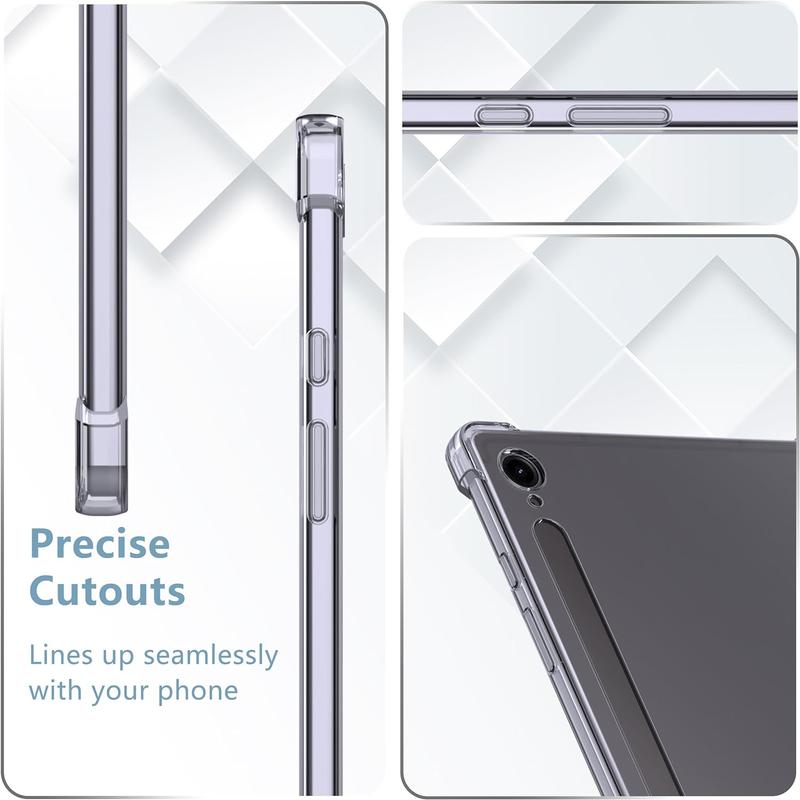 Case for Samsung Galaxy Tab S9 FE 10.9-Inch 2023 (SM-X510/X516B/X518U), Ultra Slim Soft Flexible Transparent TPU Skin Bumper Back Cover Shell for Samsung Galaxy Tab S9 FE 2023, Clear Accessories Computer Tablet Handheld Protection Protective Casing 3