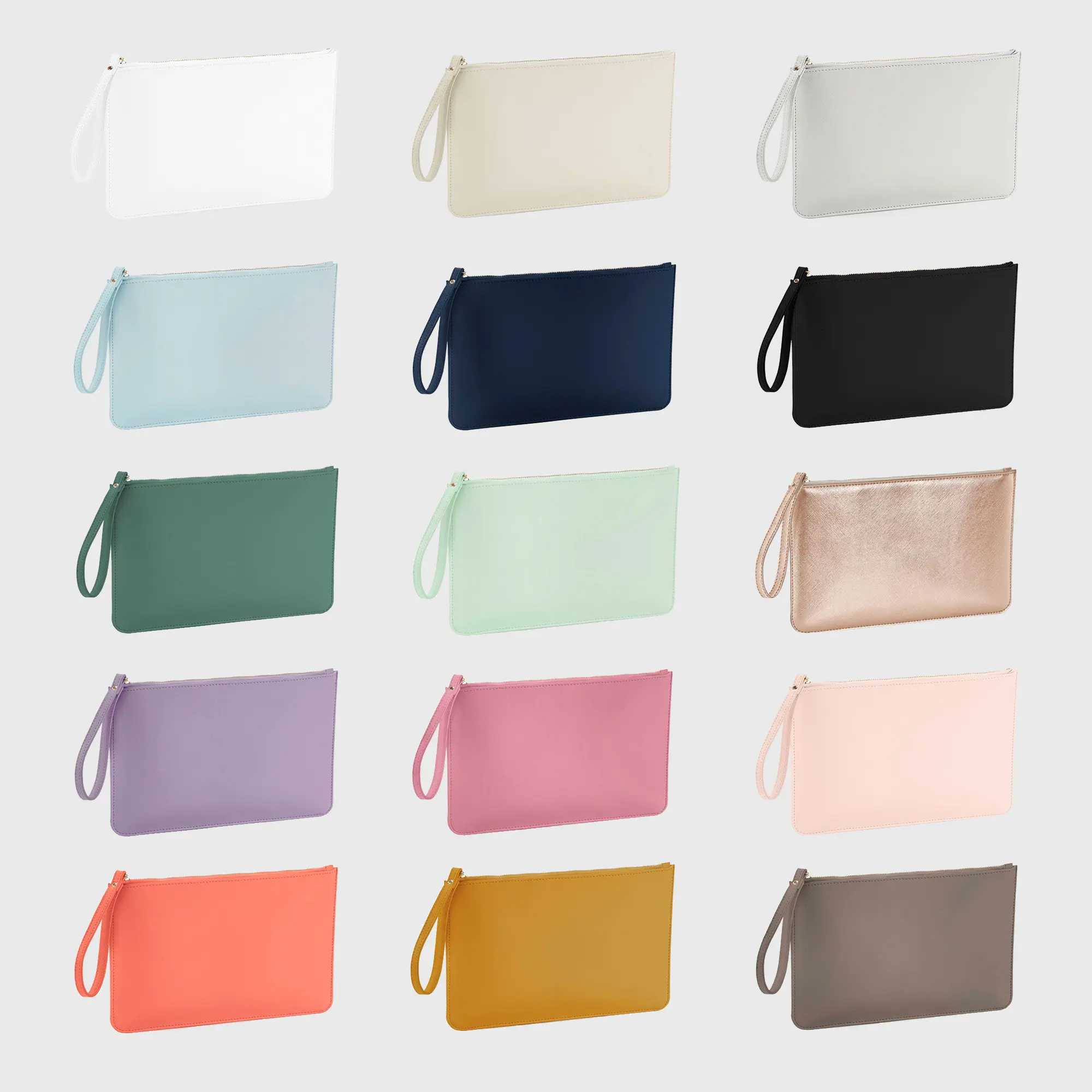 PU Leather Wedding Clutch Bag with Wristlet Strap - 15 Colors Available