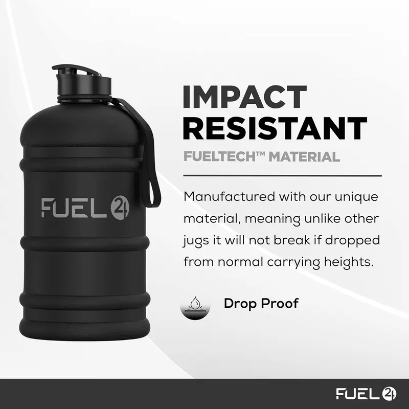 Fuel24 Jug - 2.2 Litre Water Bottle - Extra Strong Flex Material - Drop Proof, Pop or Straw Cap Options - 2.2L Large Gym Sports Bottle, BPA FREE 2