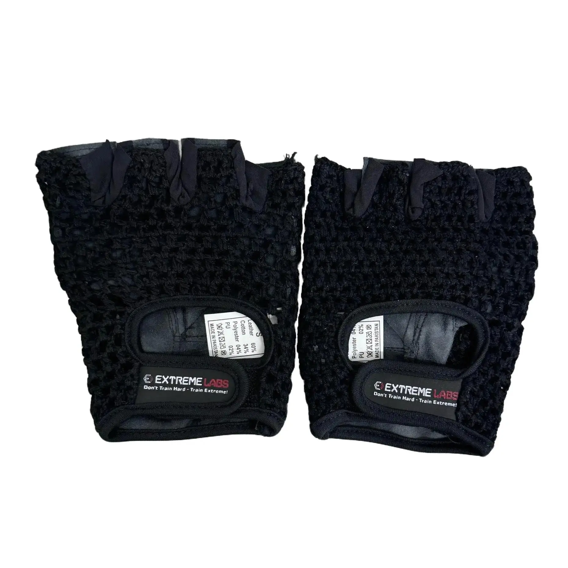 LARGE Extreme Labs Mesh Gloves Black Weightlifting Gym Power Strong Padded