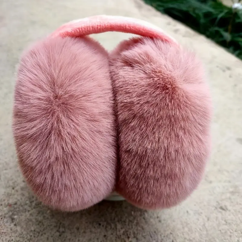 Winter Warm Foldable Earmuffs Solid Color Thick Ear Warmer Coldproof Stretchable Plush Earmuffs For Women & Men 2