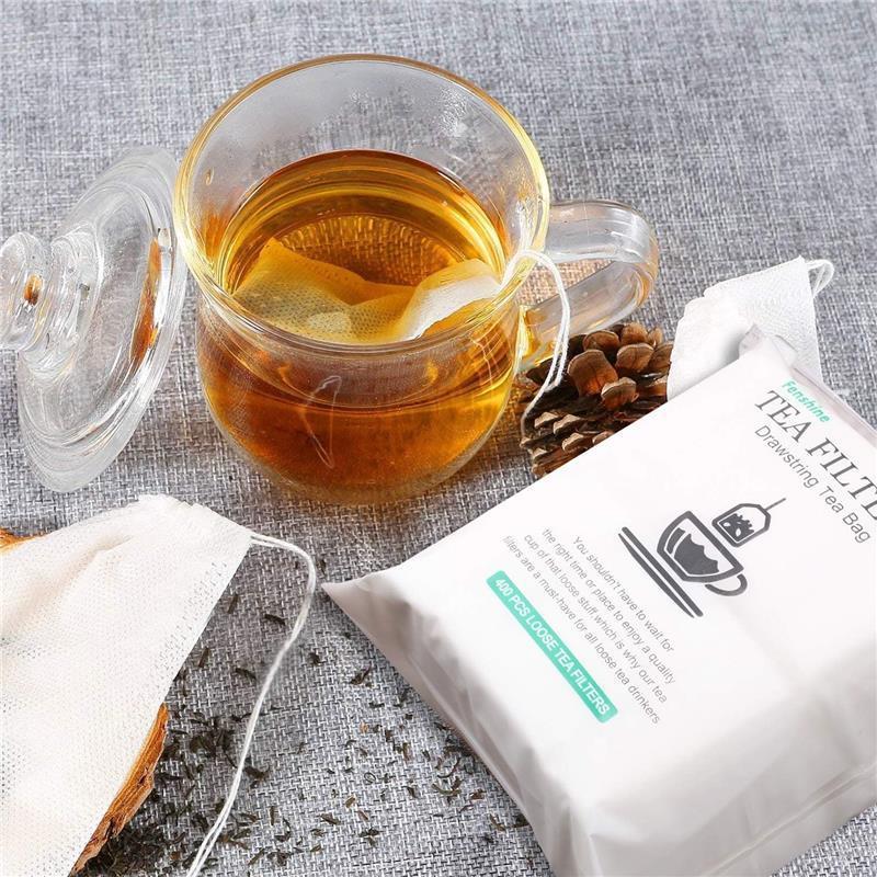 400 Pcs Tea Filter Bags Disposable Empty Tea Bags Cotton Drawstring Seal Tea Infusers Bag for Loose Leaf Teal（3.54 x 2.75 inch） Cover Lightweight 6