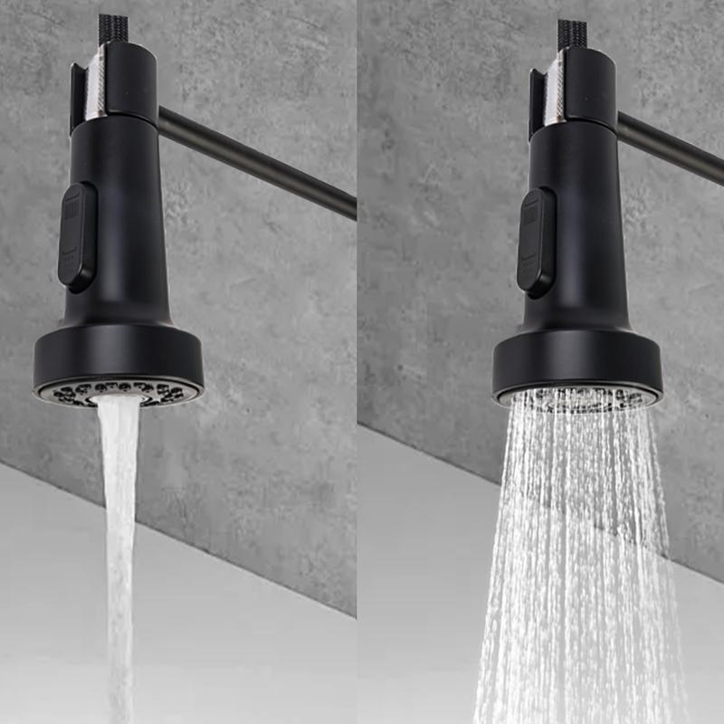 Monobloc Kitchen Sink Mixer Tap with Pull Out Hose Sprayer Single Lever - Black, for Home Improvement 2