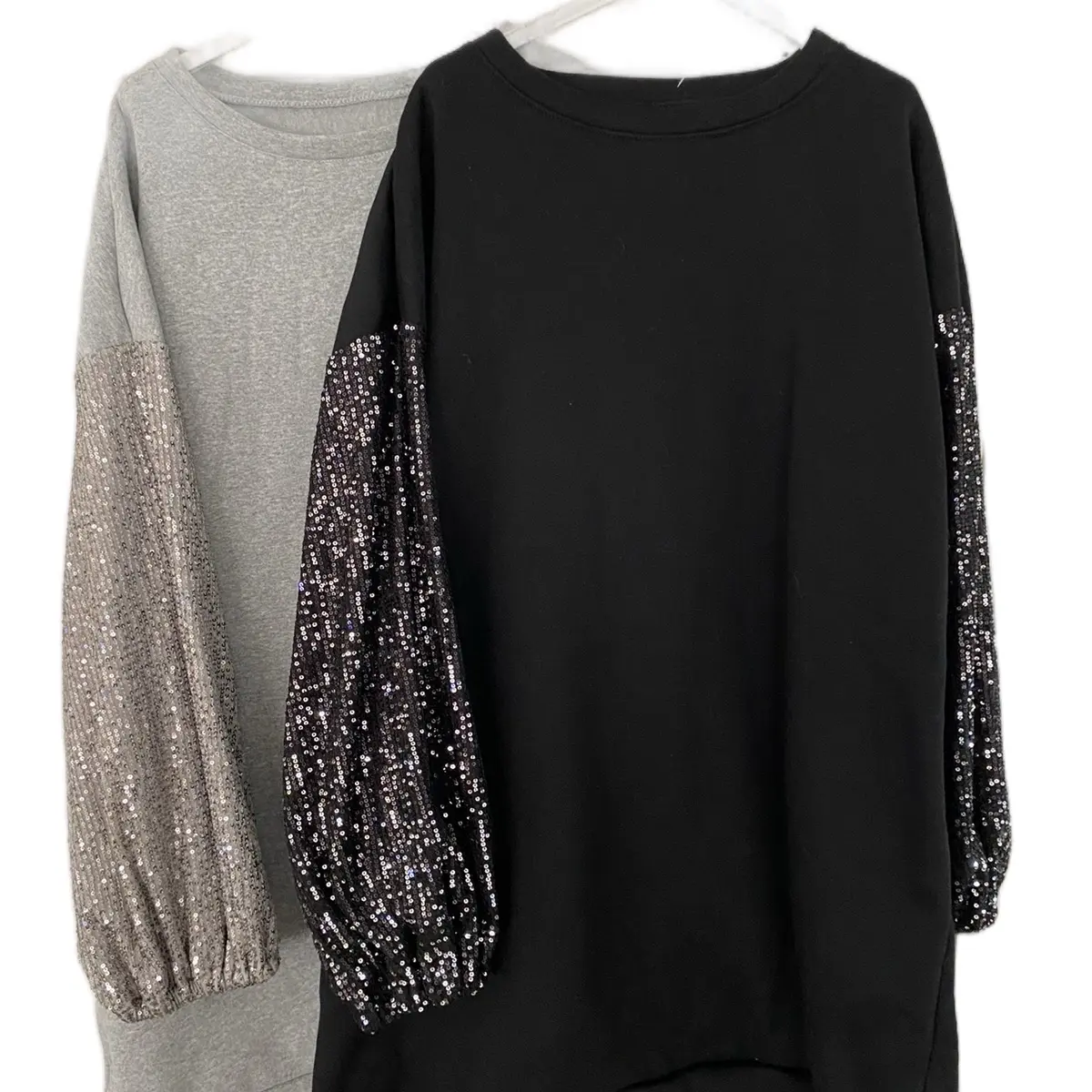 Women's Sequin Sleeve Jumper Dress - Long Sleeve Comfort Sweaters - One Size 10-18 - Womenswear, Hoodie Sparkly Dressy Comfortable Evening