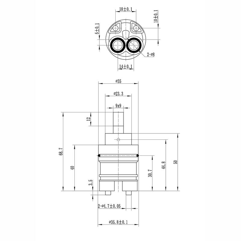 Ceramic disc cartridge valve 35mm high foot - Velar 1