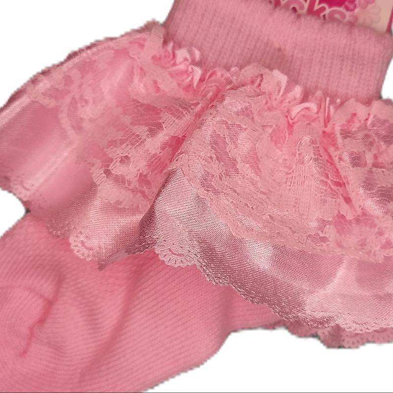 Pink Lace Baby Socks  - 0-6mths & 6-12mths 4