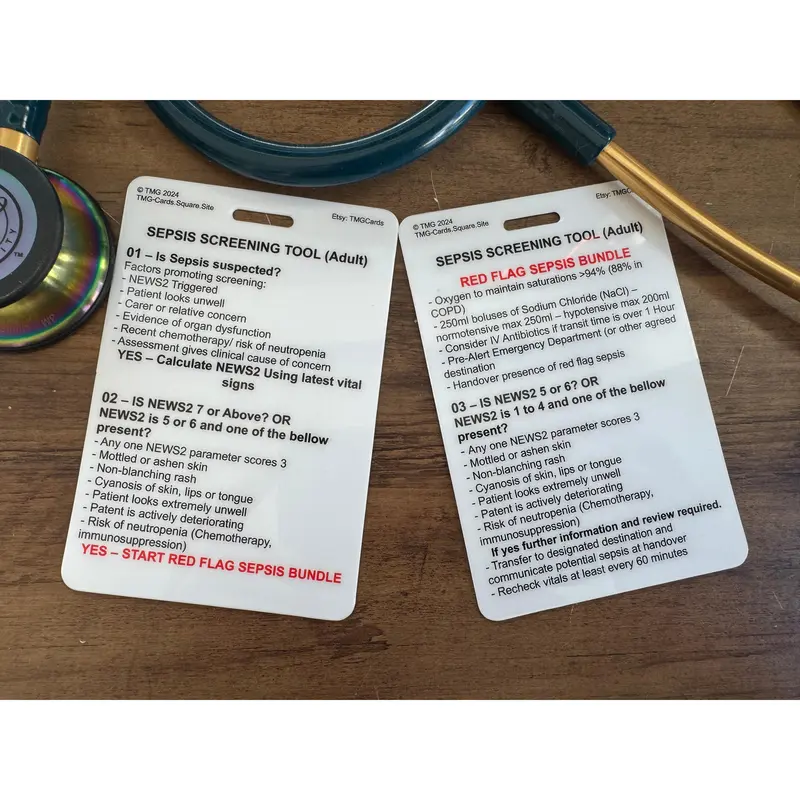 Set of 13 Healthcare, Nursing, Medical Educational Pocket Cards including Sepsis Screening Tools, Adult ALS, Paediatric ALS/ Anaphylaxis, TST 4
